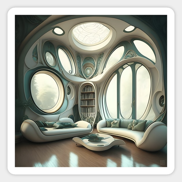 [AI Art] My future living room, Art Nouveau Style Magnet by Sissely